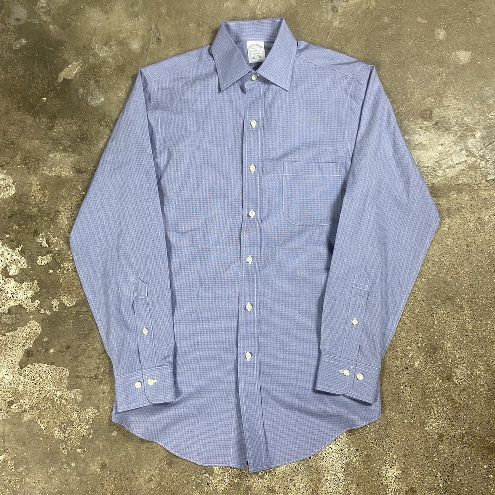 Brooks Brothers Regent Dress Shirt Size 14.5 2/3 Blue Pattern Button Down